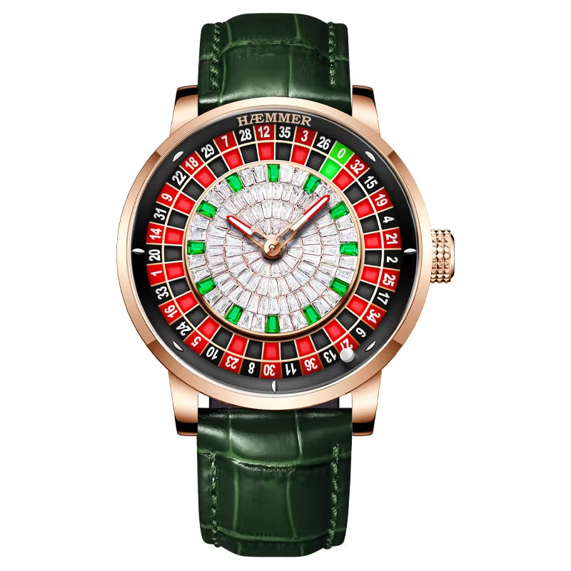 High End Design New Mechanical Watch NH35 Rotating Dial Las Vegas Roulette Desktop Theme Men'S Diamond Luminous Watch