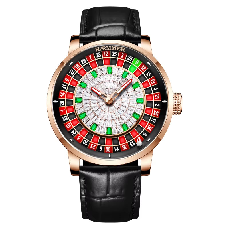 High End Design New Mechanical Watch NH35 Rotating Dial Las Vegas Roulette Desktop Theme Men'S Diamond Luminous Watch