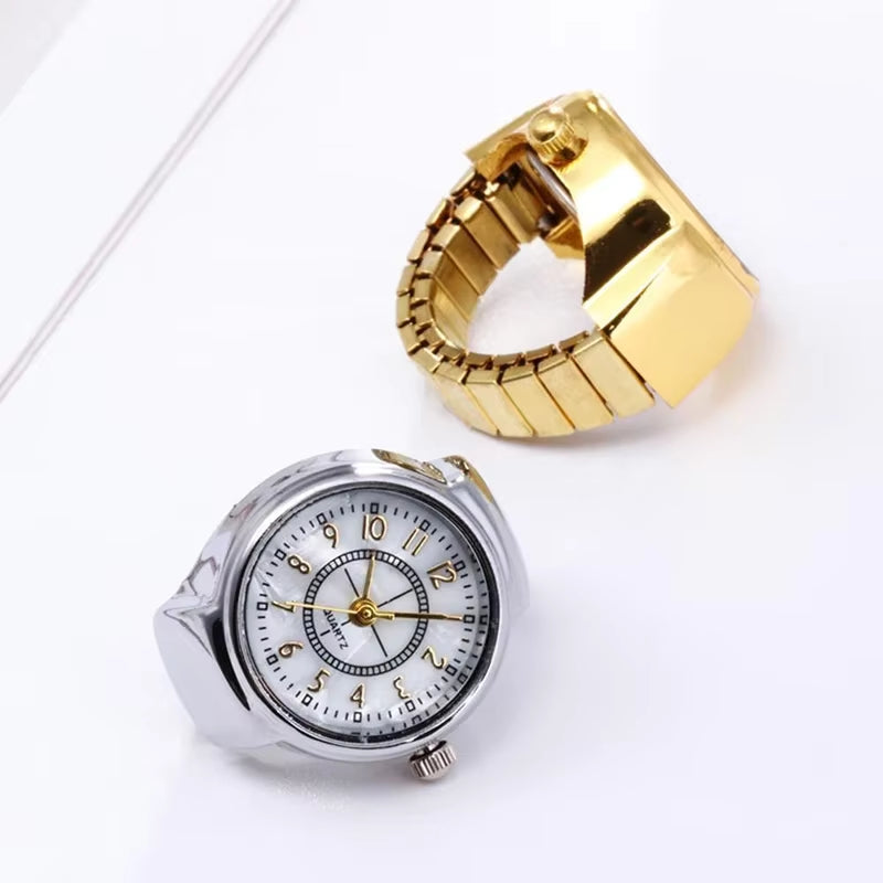 1Pcs Vintage Punk Quartz Watch Rings for Couple Women Man Hip Hop Cool Elastic Stretchy Watch Finger Rings Fashion Jewelry