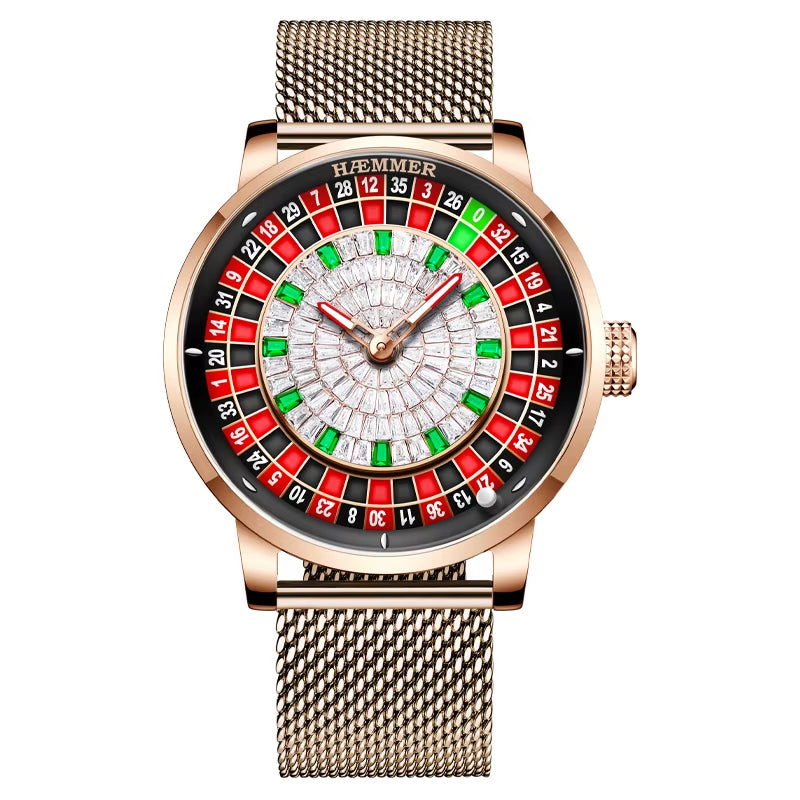 High End Design New Mechanical Watch NH35 Rotating Dial Las Vegas Roulette Desktop Theme Men'S Diamond Luminous Watch