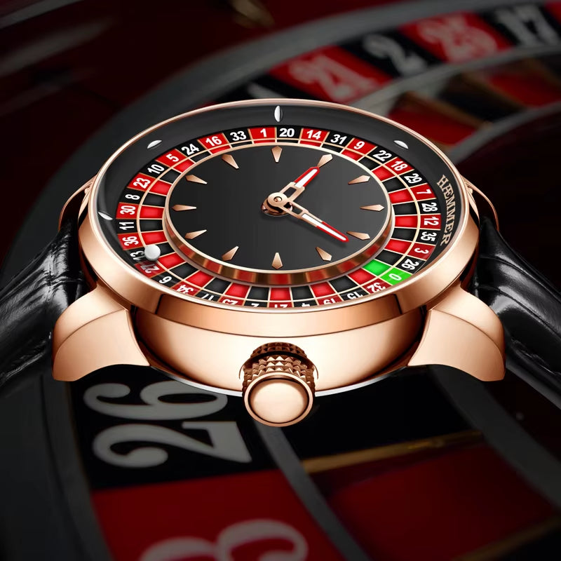 High End Design New Mechanical Watch NH35 Rotating Dial Las Vegas Roulette Desktop Theme Men'S Diamond Luminous Watch